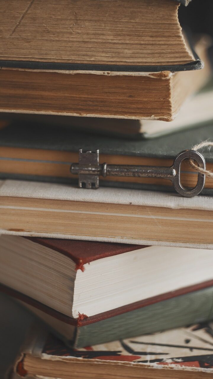 old books, books, vintage, key, literature, antiques, old, library, reading